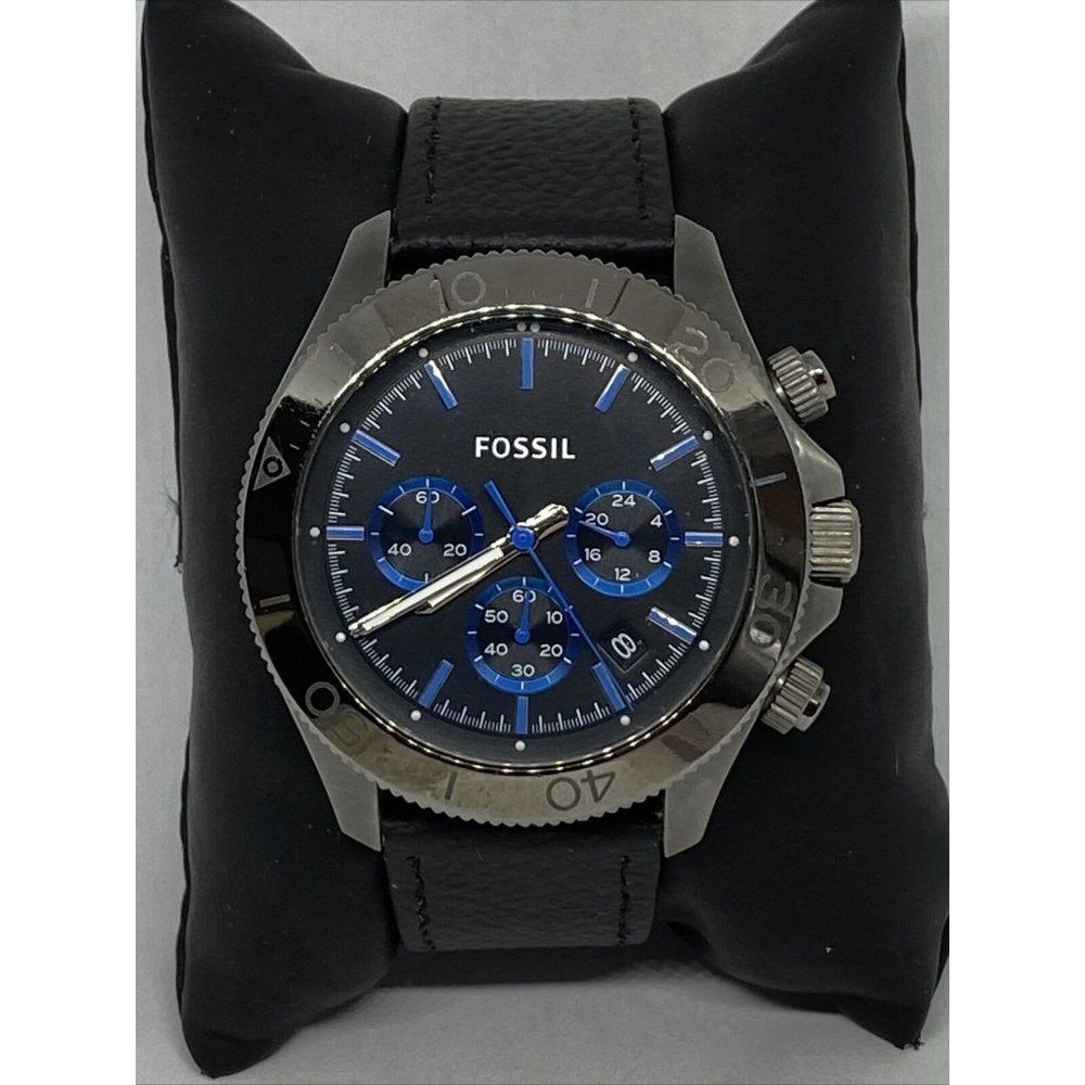 Fossil CH2869 Men's Black Leather Analog Black Dia